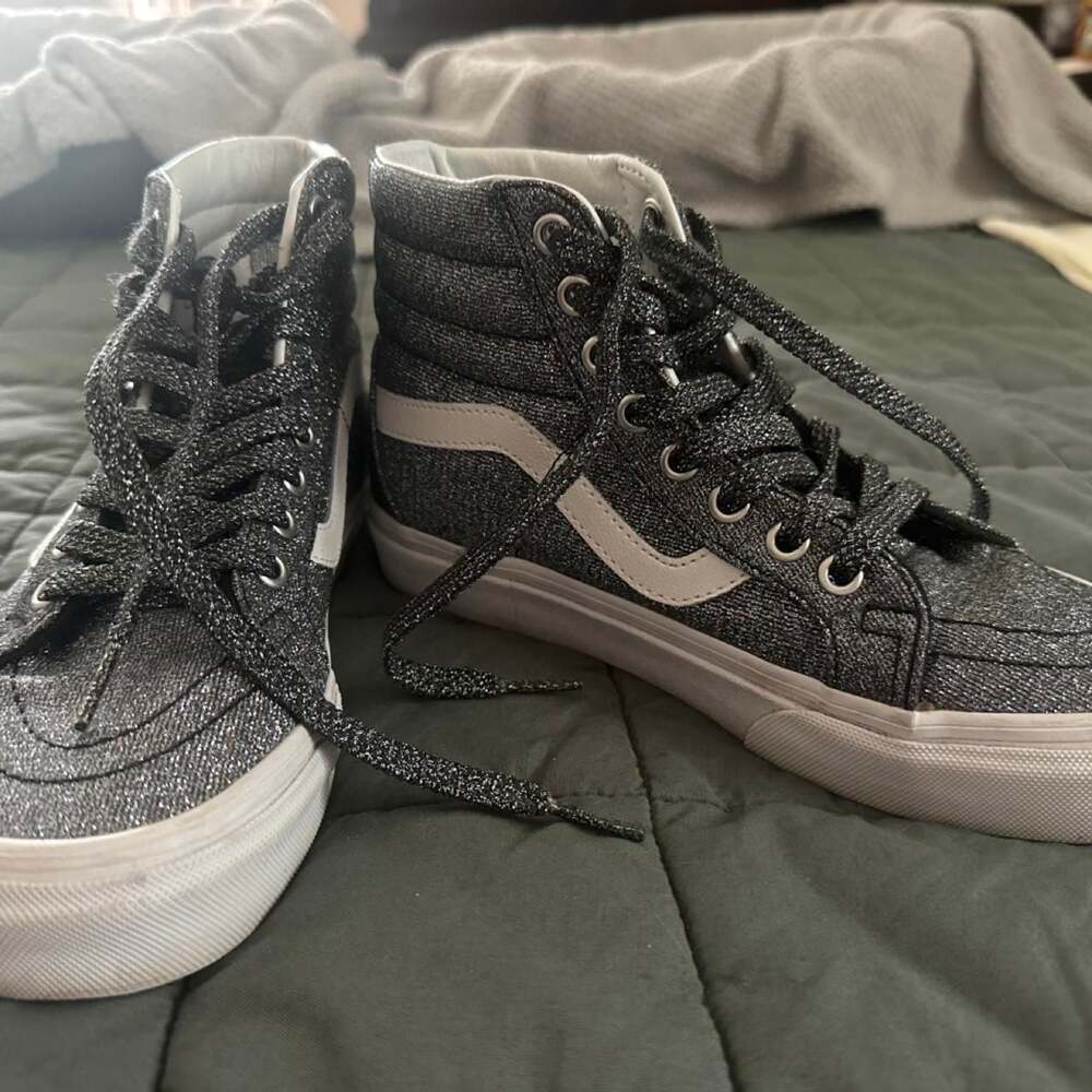 Vans Sk8-Hi Silver Glitter High Top Sneakers